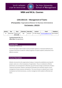 MBA and M.Sc. Courses 1243.3015.01 – Management of Teams