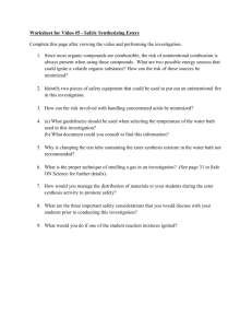 Worksheet for Video #5 - Safely Synthesizing Esters