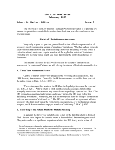 Statute of Limitations on Assessment - Philip C. Cook Low