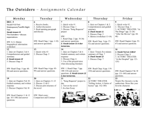 The Outsiders – Assignments Calendar