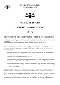 statutory interpretation/doctrine of precedent