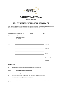 athlete agreement - Archery Australia