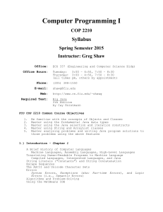 COP 2210 - Computer Programming I