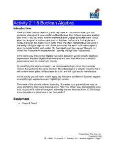 Activity 2.1.6 Boolean Algebra