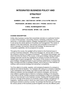 M&IS 44285 Integrated Business Policy/Strategy