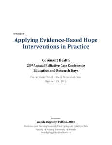 Applying evidence-based hope interventions