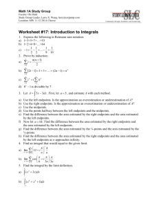Worksheet #17: Introduction to Integrals