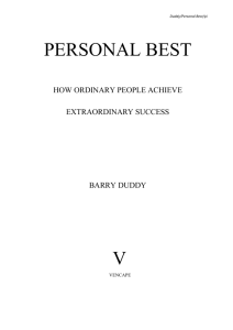 Duddy/Personal Best/p1 PERSONAL BEST HOW ORDINARY
