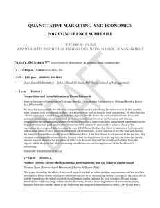 Quantitative Marketing and Economics 2015 Conference Schedule