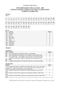 CHS 2009 'Trial' School Certificate Exam Paper