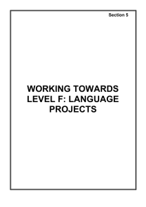 working towards level f: language projects - Tolbooth