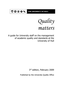 Quality matters - University of Hull