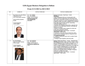 EJB (Egypt) Business Delegation to Balkan