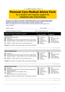 Personal Care Medical Advice Form – transfer and positioning