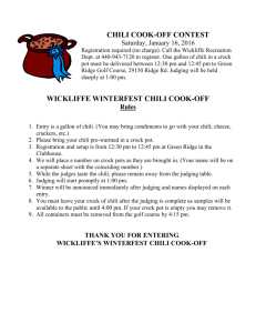 Chili Contest Rules. - The City of Wickliffe