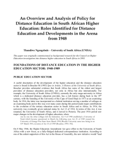 Review of Distance Education Policy in South Africa Since