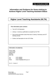 Guidance on Becoming a Higher Level Teaching Assistant