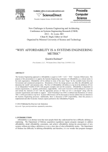 systems engineering paper Why Affordability Is A Systems