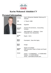 Karim Mohamed Abdallah CV Personal Information: Full Name