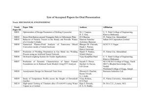 First List of Accepted Papers for Oral Presentation