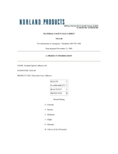 MATERIAL SAFETY DATA SHEET NOA 68 For information or