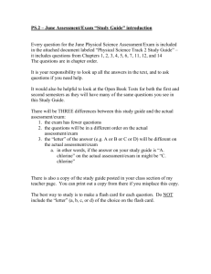 PHYSICAL SCIENCE – January Assessment/Exam “Study Guide