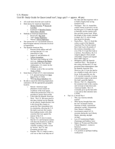 U.S. History Unit III- Study Guide for Quest (small test?, large quiz