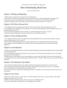 Mere Christianity Study Guide Spring 2011 Week 5 and 6