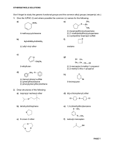 Ethers/Thiols Solutions