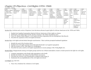 Chapter 29 Objectives- Civil Rights (1954
