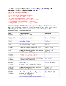 Schedule - Kutztown University
