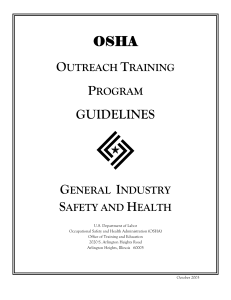 OSHA Outreach Training Program GUIDELINES General Industry