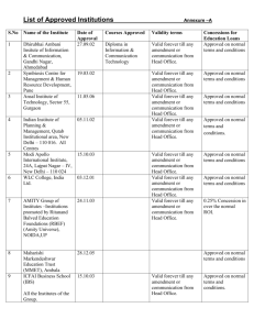 List of Approved Institutions Annexure –A