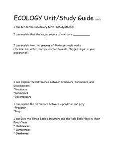 ECOLOGY Unit/Study Guide (2015) I can define the vocabulary term