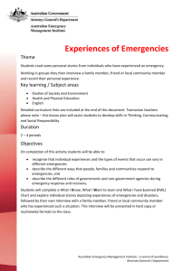 Experiences of Emergencies - Disaster Resilience Education For