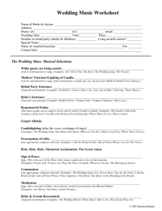 Wedding Music Worksheet