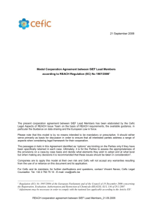 Cooperation Agreement between SIEF Lead Members on