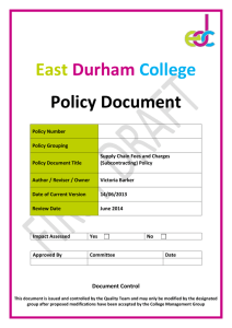 Policy Document No Policy East Durham College Policy Document