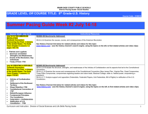 Grade 8 U.S. History Summe 2014 Pacing Guide Week 2