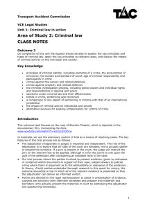 Area of Study 2: Criminal law - Transport Accident Commission
