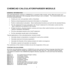 CHEMCAD CALCULATOR/PARSER MODULE