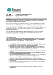Job Title: Programme Management Analyst Reporting to