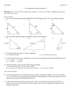 Physics 11 - Trignometry Review and Vector Addition Worksheet