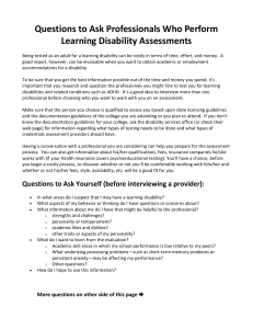 Handout with Questions for Students to ask of Providers