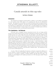 Stikeman Elliott 1 Canada amends its thin cap rules By: Elinore J