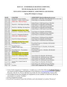 BUSN 151 SP 12 class schedule & assignments list REVISED