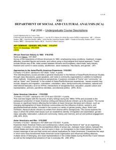DEPARTMENT OF SOCIAL AND CULTURAL ANALYSIS