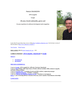 Resume of Patrick CHANEZON - Chanezon family's home page