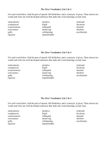 The Giver Vocabulary List 3 & 4