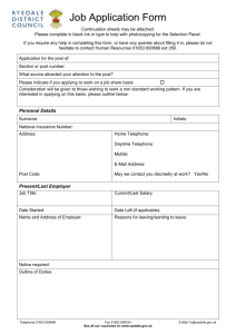 Job Application Form - Ryedale District Council